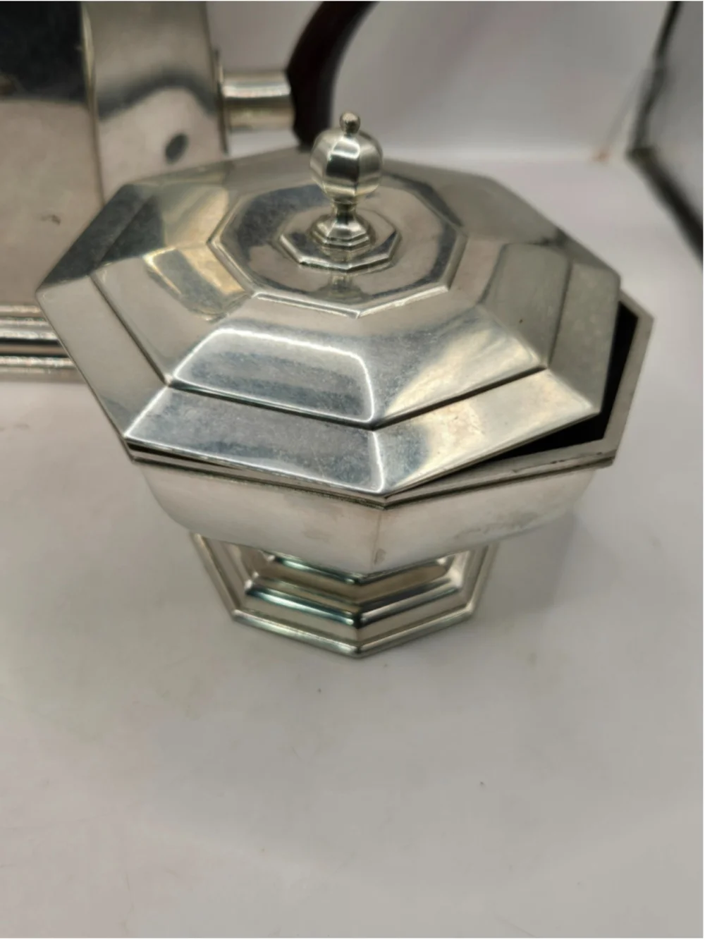 Vintage Lenox Kirk Stieff Pewter Coffee Set Octette Open Sugar Creamer Pot + Lid